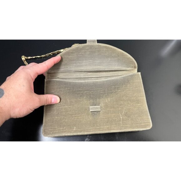 GIORGIO ARMANI OLIVE GOLD CHAIN EVENING ENVELOPE BAG - Picture 3 of 13